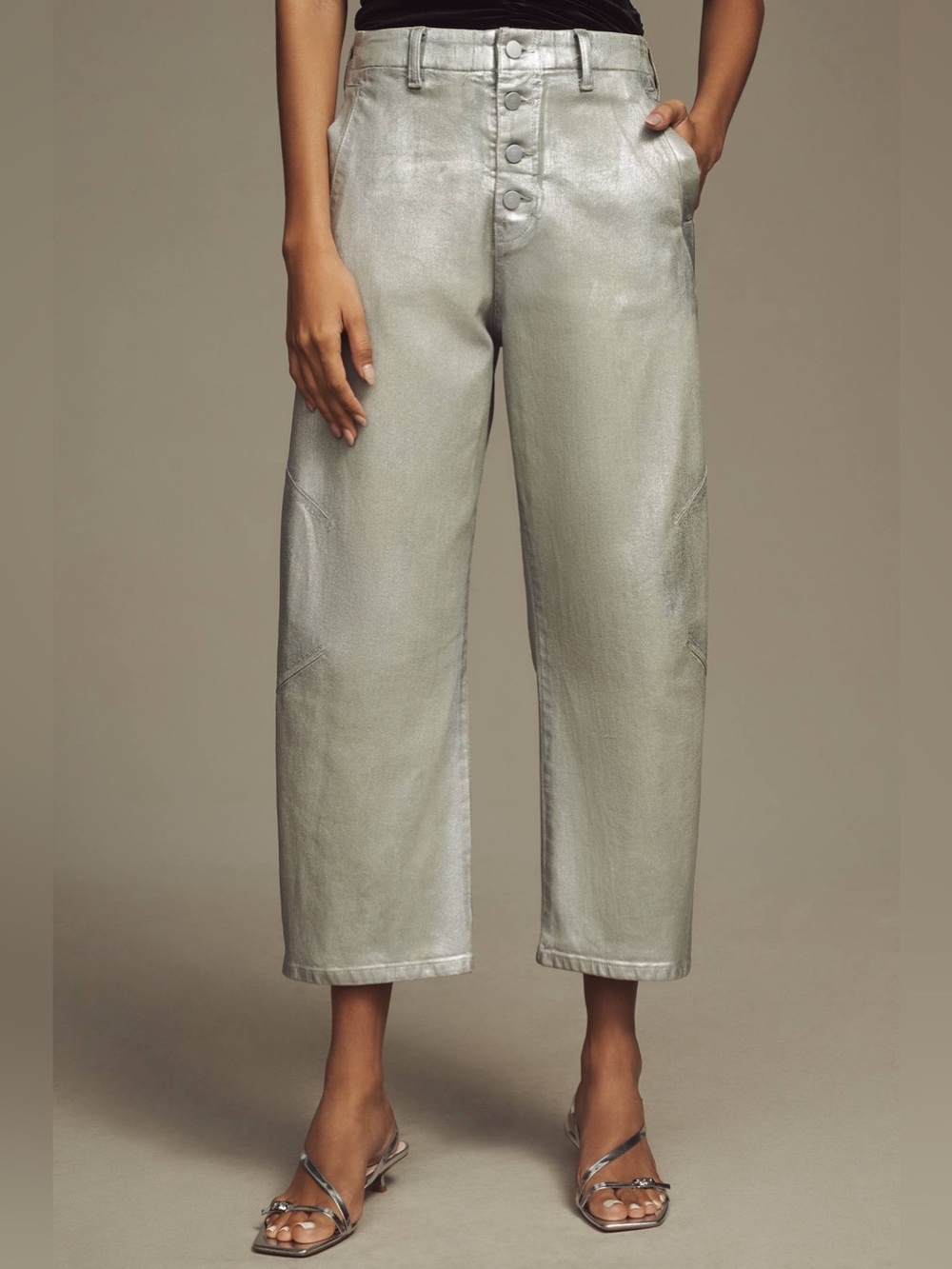 Pilcro NWT The Arin Mid-Rise Button-Front Barrel Jeans Coated Anthropologie